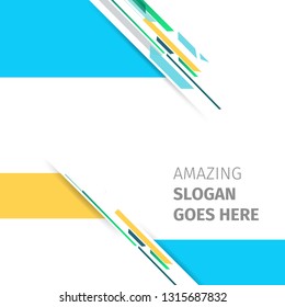 Vektorblau, gelber Rahmen für Text Modern Art Grafiken für Hipster . Dynamischer Rahmen stylische geometrische schwarze Hintergrund mit buntem Hintergrund. Element für Design-Visitenkarten, Einladungen, Geschenkkarten, 