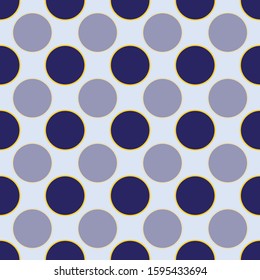 Vector blue & yellow outlined polka dot background seamless pattern design illustration for birthday fabric party event decoration gift wrap scrapbook project print fabric wallpaper textile fashion