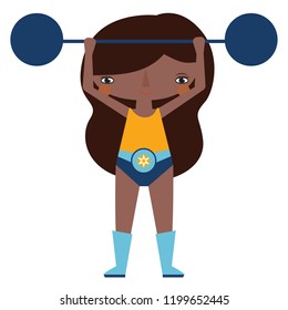 Vector blue and yellow super heroine graphic editable illustration. Use for scrapbooking, crafting, quilting