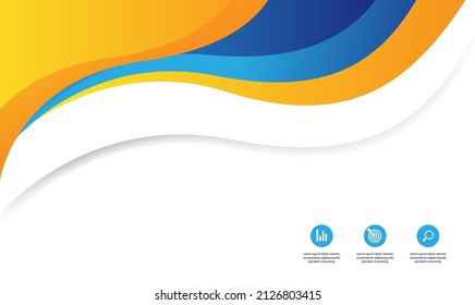Vector Blue, Yellow Wavy Wave Abstract Swoosh Background. Wavy Waves Banner Color Line For Web Banner. 
