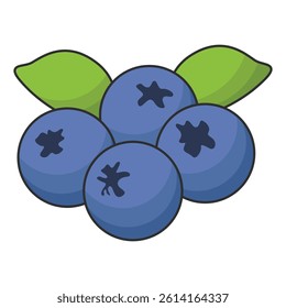 Vector blueberry icon. Flat cartoon illustration