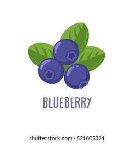 Vector blueberry icon. Flat cartoon illustration