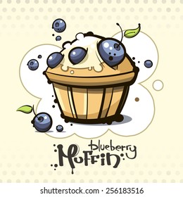 vector. blueberry muffin. cartoon symbol for your design.