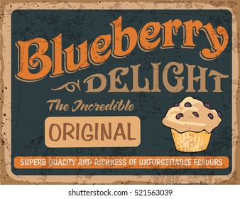 Vector blueberry muffin. Poster in vintage style