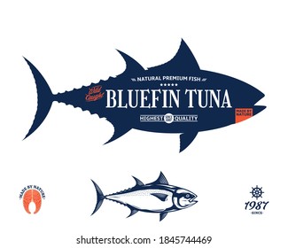 Vector Bluefin Tuna Label Isolated On A White Background