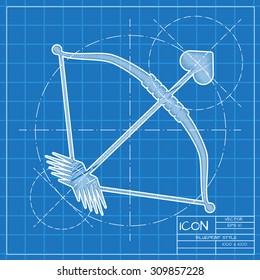 Vector blueprint amour arrow icon . Engineer and architect background. 