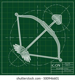 Vector blueprint amour arrow icon . Engineer and architect background. 