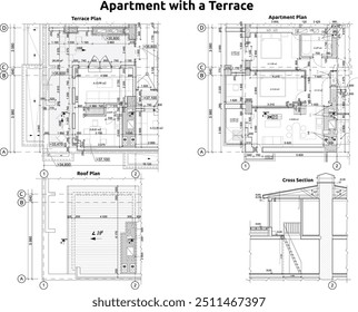 Vector blueprint of an apartment with a terrace