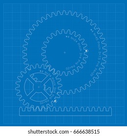 Vector blueprint art with gears