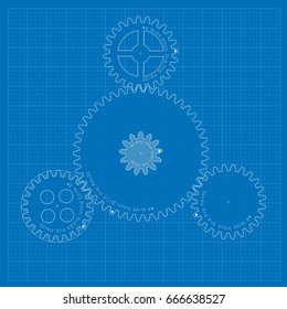 Vector blueprint art with gears