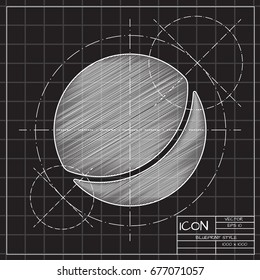 Vector blueprint ball icon on engineer and architect background 