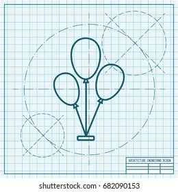 Vector blueprint balloons icon on engineer and architect background