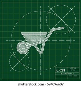 Vector blueprint barrow icon on engineer and architect background  