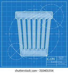 Vector blueprint basket icon . Engineer and architect background. 