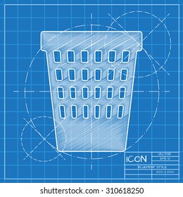 Vector blueprint basket icon . Engineer and architect background. 