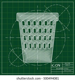 Vector blueprint basket icon . Engineer and architect background. 
