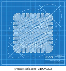 Vector blueprint biscuit icon . Engineer and architect background. 