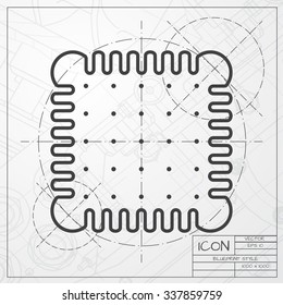 Vector blueprint of biscuit icon on engineer or architect background 