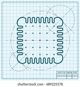 Vector blueprint biscuit icon on engineer and architect background 