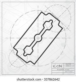 Vector blueprint of blade icon on engineer or architect background 