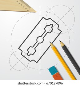 Vector blueprint blade icon on engineer and architect background 