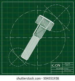 Vector blueprint bolt icon . Engineer and architect background. 