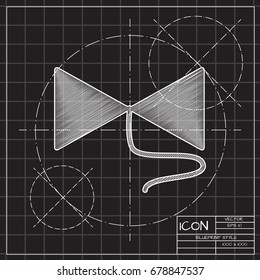 Vector blueprint bow on string icon on engineer and architect background 