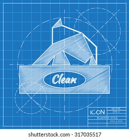 Vector blueprint box with napkin on engineer or architect background.  
