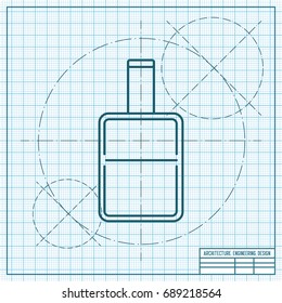 Vector blueprint briefcase icon on engineer and architect background. Business collection 