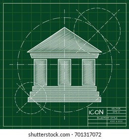 Vector blueprint building icon on engineer and architect background . Business collection 