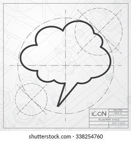 Vector blueprint of callout icon on engineer or architect background 