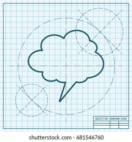Vector blueprint callout icon on engineer and architect background 