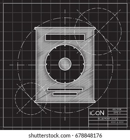 Vector blueprint canned pineapple bottle on engineer and architect background 