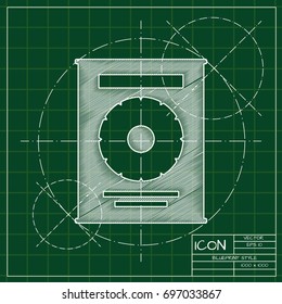 Vector blueprint canned pineapple bottle on engineer and architect background  