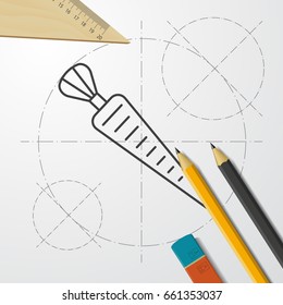 Vector blueprint carrot icon on engineer and architect background 