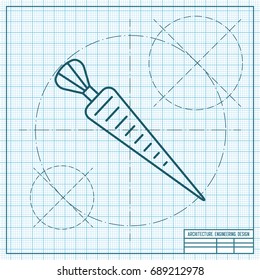 Vector blueprint carrot icon on engineer and architect background 
