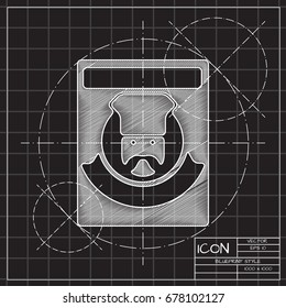 Vector blueprint chef cook powder icon on engineer and architect background 