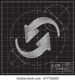 Vector blueprint circle round arrows for business, diagram on engineer and architect background 