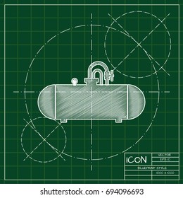 Vector blueprint cistern icon on engineer and architect background  