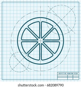 Vector blueprint citrus icon on engineer and architect background 