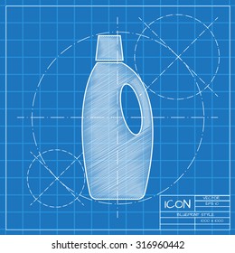 Vector blueprint cleaner bottle for bathroom, kitchen, toilet 