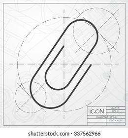 Vector blueprint of clip icon on engineer or architect background 