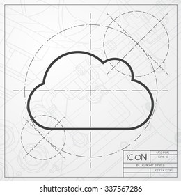 Vector blueprint of cloud icon on engineer or architect background 