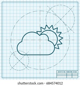 Vector blueprint cloudiness icon on engineer and architect background