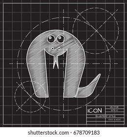 Vector blueprint cobra icon on engineer and architect background 