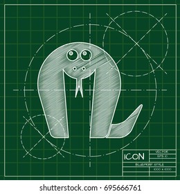 Vector blueprint cobra icon on engineer and architect background  