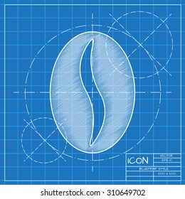 Vector blueprint coffee icon . Engineer and architect background. 