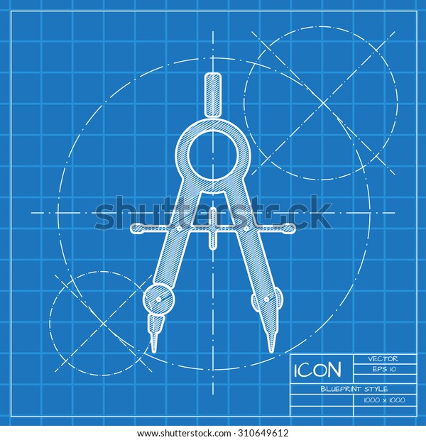 Vector Blueprint Compasses Icon Engineer Architect Stock Vector
