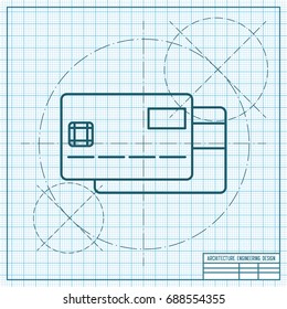 Vector blueprint credit card icon 2 . Business collection 