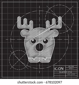 Vector blueprint deer icon on engineer and architect background 